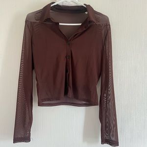 pretty brown sheer blouse